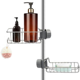 2 Pcs Shower Caddy No Drilling Stainless Steel, Stainless Steel Telescopic Bathroom Shelf, Shower Support Shelf, Shower Bar Soap Holder