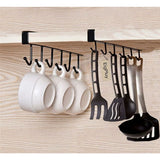 2 Pack Storage Hooks for Glasses, Kitchen Utensils, Tooth and Scarf, Bottom Hook for Cabinet, No Drilling Required, Black