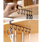 2 Pack Storage Hooks for Glasses, Kitchen Utensils, Tooth and Scarf, Bottom Hook for Cabinet, No Drilling Required, Black
