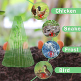 20 Pack Reusable Green Plastic Plant Covers, Garden Cloches with 40 Stakes for Flowers and Vegetables