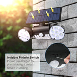 2 Pcs Powerful Outdoor Solar Light, 30 LED Security Light Motion Sensor Three Head Spotlights Wireless Lighting Waterproof IP65 Large 360 Solar