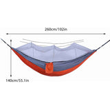 Automatic Quick Open Hammock with Mosquito Net Portable Outdoor Camping Hammock Anti-Rollover Nylon Hammock, Orange and Gray, 260 x 140 cm