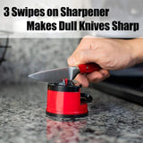 Stone Knife Sharpener, Kitchen Knife Sharpener Safety Scissors Blade Grinder, Tungsten Diamond Knife Sharpening Tool with Suction Cup, Red
