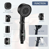 High Pressure Shower Head, Bathroom Shower Head with 5 Adjustable Modes, Anti-Limescale Massaging Shower Head with Water Stop