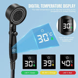 High Pressure Shower Head, Bathroom Shower Head with 5 Adjustable Modes, Anti-Limescale Massaging Shower Head with Water Stop
