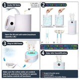 Air Humidifier, Silent Ultrasonic Humidifier with Thermo-Hygrometer, Dual Nozzle, 36 Hours of Operation Time, Automatic Shut-Off, 7 LEDs, 2 L