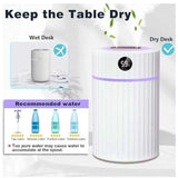 Air Humidifier, Silent Ultrasonic Humidifier with Thermo-Hygrometer, Dual Nozzle, 36 Hours of Operation Time, Automatic Shut-Off, 7 LEDs, 2 L