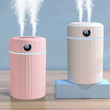 Air Humidifier, Silent Ultrasonic Humidifier with Thermo-Hygrometer, Dual Nozzle, 36 Hours of Operation Time, Automatic Shut-Off, 7 LEDs, 2 L