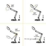 5X LED Magnifying Lamp, Adjustable Rotating Arm Desktop Magnifying Glass Lamp, Glass Lens, for Maintenance, Crafts, Reading, Sewing, Black