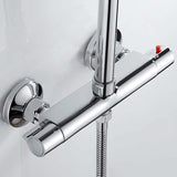 Thermostatic Shower Mixer 2 Outlets High and Low Anti-Scald Mixer Tap in Chrome Brass for Bathroom Bathtub