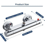 Thermostatic Shower Mixer 2 Outlets High and Low Anti-Scald Mixer Tap in Chrome Brass for Bathroom Bathtub