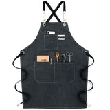 Kitchen Apron Water Resistant Cotton Linen Cross Back Adjustable Apron Black