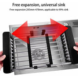 Drain Basket, Sink Drainer, Stainless Steel Telescopic Drainer, for Washing Dishes in the Kitchen Sink, Draining Fruits and Vegetables, Black, S