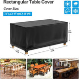 Outdoor Patio Furniture Cover, Oxford Fabric With PVC Backing Waterproof Protector For Rectangular Table Or Sofa, Black, 72 x 47 x 28 in