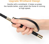 Riding Crop Horse Whip with PU Leather Slapper, Equestrian Crop for Horses Training, Black, 18 Inch