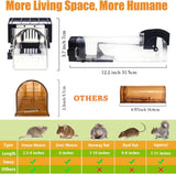 2 Pack Humane Mouse Traps, No Kill Rat Live Traps Catch and Release for Chipmunks, Reusable Pet and Children Friendly, Black, 12 Inches