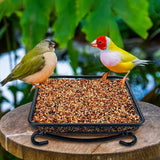 Ground Bird Feeder Tray, Metal Mesh Platform Seed Tray for Wild Birds, Doves, Squirrels, Garden Yard Decoration, 1 Pack