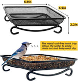 Ground Bird Feeder Tray, Metal Mesh Platform Seed Tray for Wild Birds, Doves, Squirrels, Garden Yard Decoration, 1 Pack