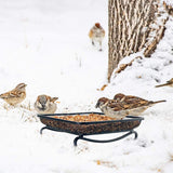 Ground Bird Feeder Tray, Metal Mesh Platform Seed Tray for Wild Birds, Doves, Squirrels, Garden Yard Decoration, 1 Pack