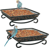 Ground Bird Feeder Tray, Metal Mesh Platform Seed Tray for Wild Birds, Doves, Squirrels, Garden Yard Decoration, 1 Pack
