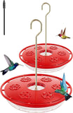 2 Pack Hummingbird Feeders for Outdoors Hanging, Leak Proof Nectar Feeder with Bee Guards Built in Ant Moat, 6 Feeding Ports, Wide Mouth Easy Refill and Clean, BPA Free, Red, 16 Oz