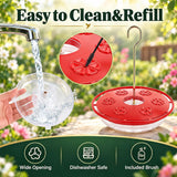 2 Pack Hummingbird Feeders for Outdoors Hanging, Leak Proof Nectar Feeder with Bee Guards Built in Ant Moat, 6 Feeding Ports, Wide Mouth Easy Refill and Clean, BPA Free, Red, 16 Oz