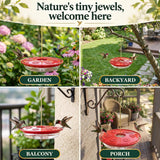 2 Pack Hummingbird Feeders for Outdoors Hanging, Leak Proof Nectar Feeder with Bee Guards Built in Ant Moat, 6 Feeding Ports, Wide Mouth Easy Refill and Clean, BPA Free, Red, 16 Oz