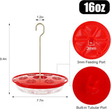 2 Pack Hummingbird Feeders for Outdoors Hanging, Leak Proof Nectar Feeder with Bee Guards Built in Ant Moat, 6 Feeding Ports, Wide Mouth Easy Refill and Clean, BPA Free, Red, 16 Oz