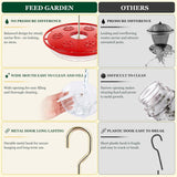 2 Pack Hummingbird Feeders for Outdoors Hanging, Leak Proof Nectar Feeder with Bee Guards Built in Ant Moat, 6 Feeding Ports, Wide Mouth Easy Refill and Clean, BPA Free, Red, 16 Oz