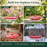 2 Pack Hummingbird Feeders for Outdoors Hanging, Leak Proof Nectar Feeder with Bee Guards Built in Ant Moat, 6 Feeding Ports, Wide Mouth Easy Refill and Clean, BPA Free, Red, 16 Oz