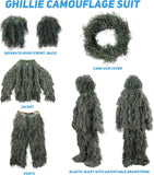 Ghillie Suit, 3D Camouflage Hunting Apparel for Kids Youth Teen, S/M/L/XL/XXL