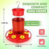 Plastic Hummingbird Feeder, Ant and Bee Proof, Outdoor Hanging, 23 OZ