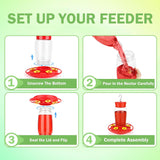 Plastic Hummingbird Feeder, Ant and Bee Proof, Outdoor Hanging, 23 OZ