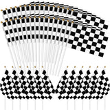 30Pcs Checkered Racing Stick Flags, Black and White Hand Held Race Car Flags for Party Decorations