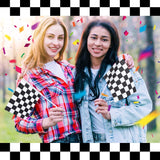 30Pcs Checkered Racing Stick Flags, Black and White Hand Held Race Car Flags for Party Decorations