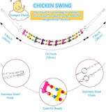 7PCS Chicken Coop Toys, Chicken Swing Ladder Perch Roosts, Xylophone Mirror with Bells, Vegetable Fruit Hanging Feeder for Hens Bird Parrot