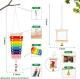 7PCS Chicken Coop Accessories Toys, Chicken Xylophone, Mirror Toy, Ladder Bridge, Coop Swing, Vegetable Hanging Feeder, Chewing Foraging Toys for Hens
