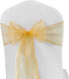 50 Pack Organza Chair Sashes Bows Ties for Wedding Christmas Party Reception Ceremony Banquet Decoration, Gold