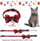 2 Pcs Christmas Cat Collar with Bow Tie and Bell, Adjustable Breakaway Kitten Collar for Cats Kittens, 8 to 12 Inches