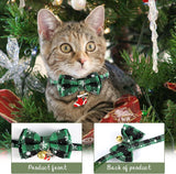 2 Pcs Christmas Cat Collar with Bow Tie and Bell, Adjustable Breakaway Kitten Collar for Cats Kittens, 8 to 12 Inches
