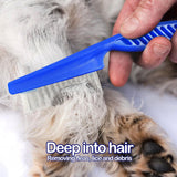 4 Pcs Flea Combs for Dogs and Cats, Stainless Steel Fine Tooth Pet Grooming Comb Set for Lice and Tear Stain Removal, Blue