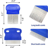 4 Pcs Flea Combs for Dogs and Cats, Stainless Steel Fine Tooth Pet Grooming Comb Set for Lice and Tear Stain Removal, Blue