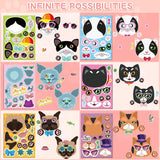 24 Sheets Make Your Own Cat Face Stickers for Kids, Cat Party Favors and Birthday Crafts Supplies