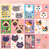 24 Sheets Make Your Own Cat Face Stickers for Kids, Cat Party Favors and Birthday Crafts Supplies