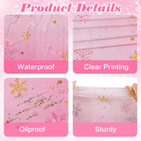 3 Pack Christmas Snowflake Tablecloth, Pink Winter Table Cover Rectangle Disposable Tablecloth for Christmas Frozen Party Baby Shower Decoration, 108 x 54 Inch