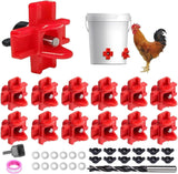 12 Pcs Chicken Waterer Nipples with Drill Bits, Horizontal Poultry Waterer for Chicken Coop, Leakproof ABS Plastic Water Feeder for Buckets, Water Saving Design for Outdoor Use