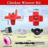 12 Pcs Chicken Waterer Nipples with Drill Bits, Horizontal Poultry Waterer for Chicken Coop, Leakproof ABS Plastic Water Feeder for Buckets, Water Saving Design for Outdoor Use