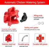 12 Pcs Chicken Waterer Nipples with Drill Bits, Horizontal Poultry Waterer for Chicken Coop, Leakproof ABS Plastic Water Feeder for Buckets, Water Saving Design for Outdoor Use
