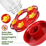 2 Pack Hummingbird Feeders for Outdoors Hanging, Ant and Bee Proof, 15 Ounces Red Plastic Hummingbird Feeder with 5 Feeding Ports and Perches, Built-in Ant Moat, Garden Decor, 15 Ounces