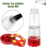 2 Pack Hummingbird Feeders for Outdoors Hanging, Ant and Bee Proof, 15 Ounces Red Plastic Hummingbird Feeder with 5 Feeding Ports and Perches, Built-in Ant Moat, Garden Decor, 15 Ounces